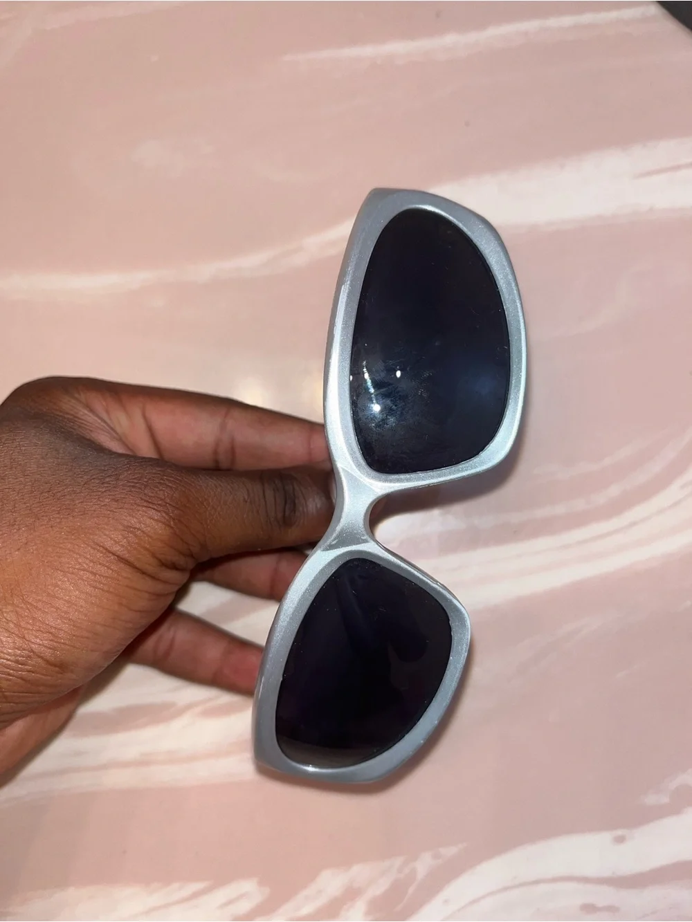 Retro Matte Silver Sunglasses with Dark Lenses